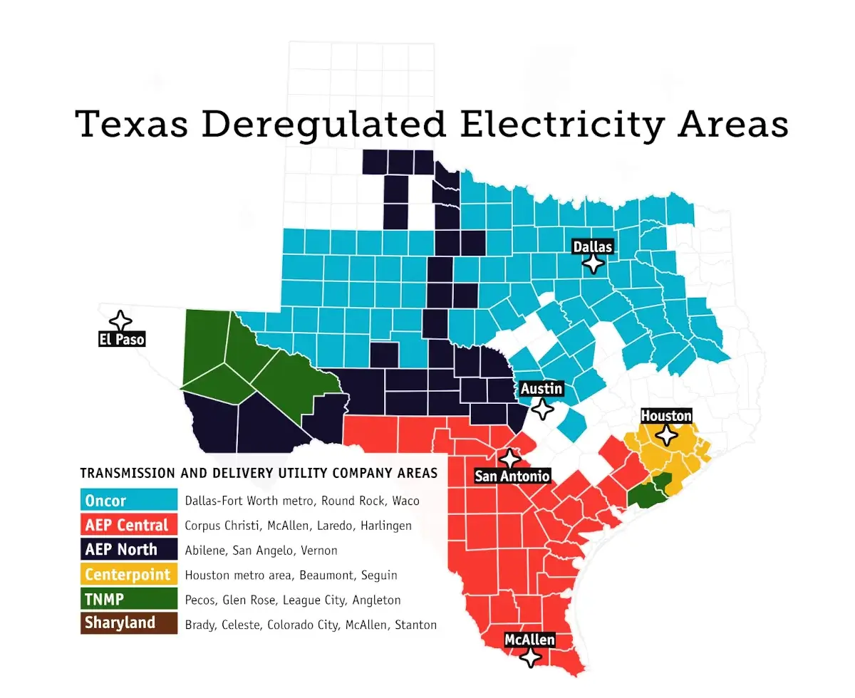 Texas Electricity Suppliers (not retailers) Map